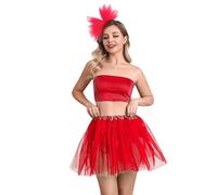 Genérico Falda de Tutú para Mujer con Venda, Tutu Tul Falda Disfraz para Ballet Retro 80s Faldas Corta Enagua de Tul en Capas para Halloween Carnival Santa Party