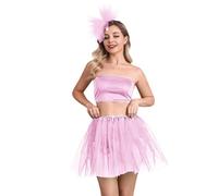 Genérico Falda de Tutú para Mujer con Venda, Tutu Tul Falda Disfraz para Ballet Retro 80s Faldas Corta Enagua de Tul en Capas para Halloween Carnival Santa Party