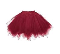 Genérico Falda de Tutú para Mujer, Tutu Tul Falda Disfraz para Ballet Retro 80s Faldas Corta Enagua de Tul en Capas para Halloween Carnival Santa Party M-XXL