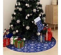 Genérico Falda del árbol de Navidad de Lujo con calcetín Tela Azul 122cm,Casa y jardín,Decoración,Decoraciones Festivas y estacionales,Cubrepié del árbol de Navidad-330279