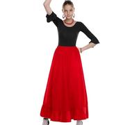 Genérico Falda Flamenca Niña,Ideal para Baile Flamenco y Sevillanas Danza Disfraz (FR/ES, Edad, 4 años, Regular, 1 Volante Rojo)