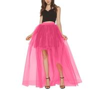 Genérico Falda Flores Falda Corta Frente y Larga en Irregular Color Sólido, Calabaza para Mujeres Falda Cuero Corto, rosa fuerte, Talla única