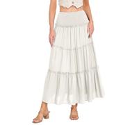 Generico Falda larga de mujer de línea cintura alta elástica faldas elegantes casuales de lino Falda de globo con forro faldas de verano de lino transpirable Minifalda de piel Carnival plisada, Color