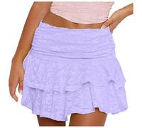 Genérico Falda Larga de otoño Maillard para Mujer, Elegante, de Cintura Alta, para cóctel, Fiesta, Boda, Acampanada, Faldas Midi de Corte A (Purple, S)