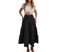 Genérico Falda Larga Mujer Elegante,Falda Larga Vaquera para Mujer De Cintura Alta con Volantes Plisada Y Escalonada Ideal para Ropa De Calle Fiestas Y Atuendos Casuales