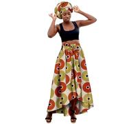 Genérico Falda Larga Para Mujer, Cintura Alta, Maxi Casual,Falda Larga Para Mujer Con Estampado Africano,Falda Africana,Estampado De Ankara, Estilo Bohemio,Conjunto éTnico Veraniego