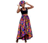 Genérico Falda Larga Para Mujer, Cintura Alta, Maxi Casual,Falda Larga Para Mujer Con Estampado Africano,Falda Africana,Estampado De Ankara, Estilo Bohemio,Conjunto éTnico Veraniego