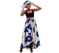 Genérico Falda Larga Para Mujer, Cintura Alta, Maxi Casual,Falda Larga Para Mujer Con Estampado Africano,Falda Africana,Estampado De Ankara, Estilo Bohemio,Conjunto éTnico Veraniego