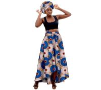 Genérico Falda Larga Para Mujer, Cintura Alta, Maxi Casual,Falda Larga Para Mujer Con Estampado Africano,Falda Africana,Estampado De Ankara, Estilo Bohemio,Conjunto éTnico Veraniego