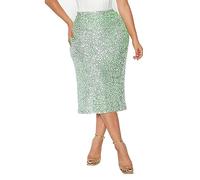 Genérico Falda Lentejuelas Mujer Corta Elegantes de Vestir Falda Brillantes Fiesta Delicadas Minifalda Brillo con Cintura Alta Elástica Plateado Rave Sequin Skirt Negra Carnaval Sparkly Faldas Dance