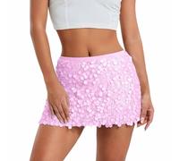 Genérico Falda Lentejuelas para Mujer Minifalda de Lentejuelas para Mujer, Falda Corta Brillante con Forro Y Cintura EláStica, para Fiestas, Carnaval, Festivales