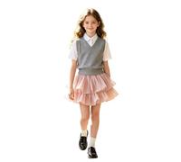 Genérico Falda Midi para niña Tipo Capa con Pliegues, Falda Corta Estilo Uniforme Escolar, Prenda Ideal para la Vuelta al Cole, cómoda para Uso Diario y Actividades Escolares