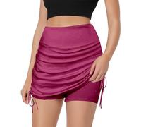 Genérico Falda Mujer - Mujeres Falda Falda de Verano para Mujer de Color Liso Sexy con Pliegues Laterales y cordón Media Falda