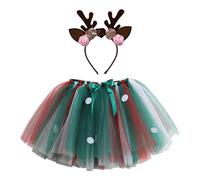 Genérico Falda Niña 2-13 Años Corta Arcoiris Minifalda Tul Tutu Chica Princesa Fiesta Suave Disfraz Carnaval Conjunto Faldas Ballet Colores Diadema (Dark Verde, 9-11 años)