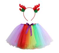 Genérico Falda Niña 2-13 Años Corta Arcoiris Minifalda Tul Tutu Chica Princesa Fiesta Suave Disfraz Carnaval Conjunto Faldas Ballet Colores Diadema (Multicolour, 11-13 años)