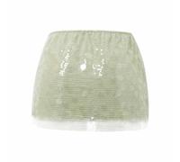 Generico Falda sexy de mujer con lentejuelas brillantes Mini Falda de Carnaval Millennial Kleid de discoteca ajustada vestido para Festival Halloween Ball Enmascarado Disfraz de Playa, Verde, L