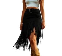 Genérico Falda Tubo Mujer,Falda de Media Longitud con Cintura Alta,Flecos Falsos,Que Adelgaza y Protege la privacidad