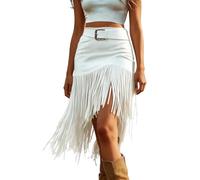 Genérico Falda Tubo Mujer,Falda de Media Longitud con Cintura Alta,Flecos Falsos,Que Adelgaza y Protege la privacidad