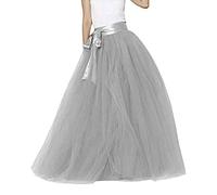 Genérico Falda Tul Larga Mujer Largas Línea A Adelgazante De Cintura Larga High Waist Tutu Negro Talla Única Tul Elástica Falda Fiesta