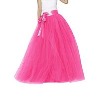 Genérico Falda Tul Larga Mujer Largas Línea A Adelgazante De Cintura Larga High Waist Tutu Negro Talla Única Tul Elástica Falda Fiesta