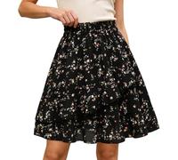 Genérico Falda Tul Mujer Disfraz - Falda Vaquera Mujer - Falda Plisada Floral para Una Elegante Línea A con Ribete De Volantes Y Dobladillo para Un Estilo Informal Elegante