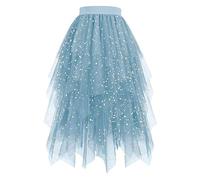 Genérico Falda Tul Mujer Irregular Faldas Larga Carnival Tutu Mujer Bajo La Faldas en Capas Halloween Cintura Elástica Falda Casual de Gasa Retro Elegante para Ballet Prom Party
