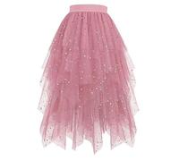 Genérico Falda Tul Mujer Irregular Faldas Larga Carnival Tutu Mujer Bajo La Faldas en Capas Halloween Cintura Elástica Falda Casual de Gasa Retro Elegante para Ballet Prom Party