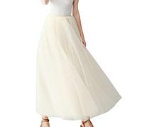 Genérico Falda Tul Mujer Tul Elástica Larga Tutu Negro Talla Única Línea A Falda Fiesta Largas High Waist Adelgazante De Cintura