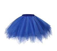 Genérico Falda Tul Mujer Tul Multicapa Tutu Elegante Tutu Mujer Cintura Elástica Vestidos Clásico Carnaval Retro Adulto Corta para Party Festival Celebración Rockabilly Skirt Azul Real XL