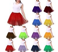 Genérico Falda Tul para Mujer Tutú Faldas de Corta Estilo Años 50 Baile Vestido de Noche Falda Plisada Elástica Retro Burbuja Faldas de Ballet Disfraz Rockabilly para Carnival Club Baile (1 Red, B)