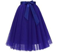 Genérico Falda Tutú De Tul para Mujer, Clásica, Elástica, De 5 Capas, con Cinturón De Lazo, para Ballet, Baile, Media Falda De Tul, para Fiesta, Festival, Disfraz, Azul, L