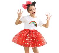 Genérico Falda tutú de tul para niños, con estampado de purpurina, estrella, falda de fiesta para niñas de 1 a 10 años, pantalones cortos para niña