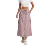 Genérico Falda utilitaria de Cintura Alta para Mujer con Abertura Lateral, Largo Medio, Estilo Casual, Cintura elástica. (XXL)