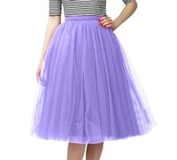 Genérico Faldas de tul de las mujeres de una línea faldas medias de encaje de ocio traje de carnaval tutú danza clásica de tul de dama de honor princesa vestido, morado, Talla única