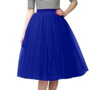 Genérico Faldas de tul de las mujeres de una línea faldas medias de encaje de ocio traje de carnaval tutú danza clásica de tul de dama de honor princesa vestido, azul, Talla única