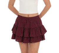 Genérico Faldas Largas Mujer - Falda Vaquera Mujer - Falda Plisada con Volantes Y Cintura Alta para Mujer