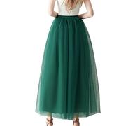 Genérico Faldas Largas Mujer Línea A Larga Tutu Negro Tul Elástica High Waist Adelgazante De Cintura Largas Talla Única Falda Fiesta