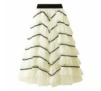 Genérico Faldas Mujer Invierno, Falda Ballet Mujer De De Longitud Media para Fiesta De Baile LíNea A Cintura Alta De Encaje Escalonada De Media Pierna para Disfraz De Fiesta NavideñA