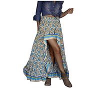 Genérico Faldas Mujer Verano Midi - Side High Maxi Split Hem Falda De Mujer Swing Long Low Ruffle Boho Print Floral Falda Negra NiñA 3 AñOs