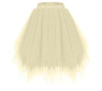 Genérico Faldas Tul Mujer - Tul Multicapa Tutu Clásico Carnaval Cintura Elástica Skirt Tutu Mujer Vintage para Ballet Corta Enagua Adulto para Party Festival Celebración Fiesta Vestidos Beis XL