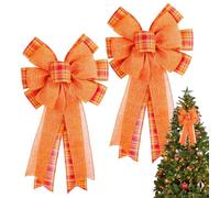 Genérico Fall Bows Wreaths, Fall Ribbons, 9.84x1.38x18.9 Inches Size Autumn Harvest Decoration, Craft Supplies for Seasonal Holiday Kitchen Indoor Farmhouse Front Door, Orange