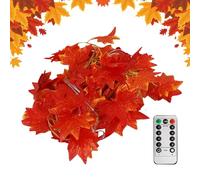Genérico Fall String Lights, Usb Powered Leaf Garland, 8 Modes Remote Control, Timer Function Decoration, Warm Ambient Lighting Add for Thanksgiving, Home, Wall, Patio, Garden, Yard, Party
