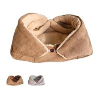 Genérico Fall Winter Cat Bed, Warm Plush Sleeping Bag with Button& Washable Cover, Foldable Mat for Indoor Kitten, Small Pets in Apartment Living Room (Apricot, M)