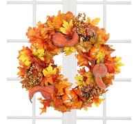 Genérico Fall Wreath, Door Garland, Seasonal Decoration, Artificial Leaves Pumpkins Berries, Welcome Sign for Outdoor Indoor Home, Halloween Autumn Christmas Spring Porch Wall Entryway 19.69 Inches