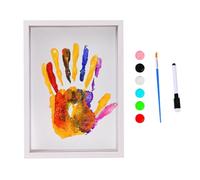 Generico Family Handprint Art Kit - Wood Acrylic, 8.82x12.2x1.57in DIY Ornament Set | Includes 6 Paint Colors 4 Transparent Sheets, Keepsake Frame For New & Expecting Parents, Home Decor