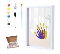 Genérico Family Handprint Kit,Handprint Keepsake Frame,DIY Craft Keepsake Wooden,Handmade Wooden Frame for New Parents, Couples Crafts and Family Memory Gift for Wall or Table Display (White)