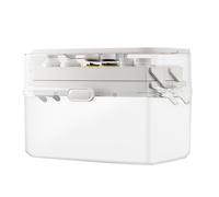 Genérico Family Medicine Box - Double Layer Clear Container, Multi Functional Storage Case, Foldable Handle Design, Ideal for Home, Dorm, Car, Cosmetics, Snacks Organization 11.81x7.09x9.25 Inches