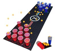 Genérico Family Party Table Tennis - Drinking Board Games - Entertainment Supplies for Adults - Impermeable PVC mate 180 cm con 24 copas y bolas, juego divertido para fiestas Bars College Events