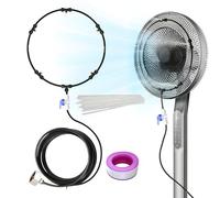 Genérico Fan Mister Kit - Outdoor Cooling System For Fans | Fine Mist Spray Attachment | Refreshment On Hot Days, Adjustable Nozzle, Summer Cooling, Easy Installation, Water Mister Set