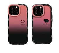 Genérico Fangcase Gradient Matte for iPhone Case, Anti-Scratch Shockproof Protective Case, Love You & Lucky Smiley Designs, for iPhone 16/15/14/13/12/11 Pro MAX (iPhone 12,Lucky+Love)